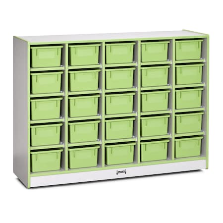Jonti-Craft Rainbow Accents 25 Cubbie-Tray Mobile Storage, with Trays, Key Lime Green 0426JCWW130
